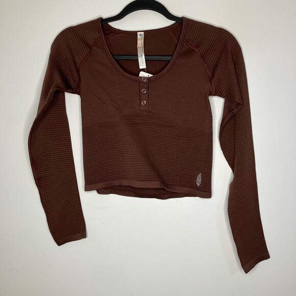 NWT FREE PEOPLE FP Movement Women's Bail Out Long Sleeve Layer Cocoa Brown M/L - Picture 2 of 5